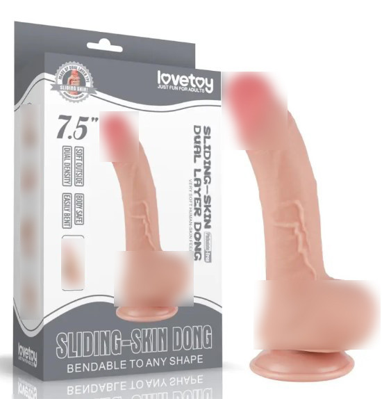Фалоїмітатор зі шкірою на присоску Sliding Skin Dual Layer Dong Flesh 7.5 | Limon