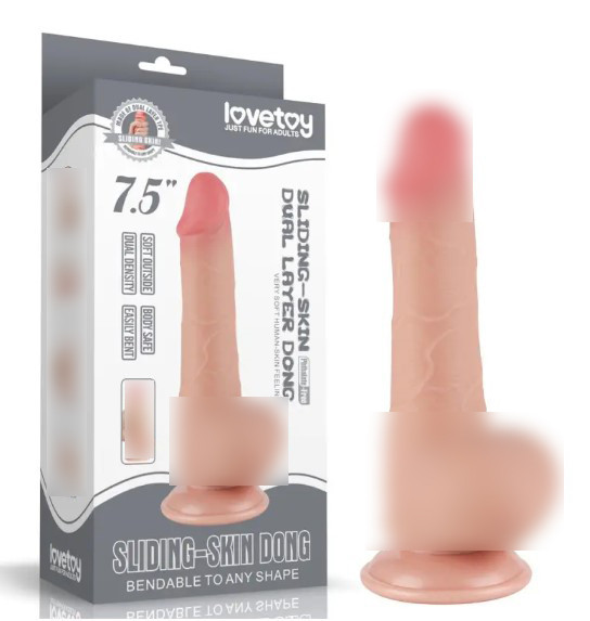 Фалоїмітатор зі шкірою на присоску Sliding Skin Dual Layer Dong Flesh 7.5 | Limon