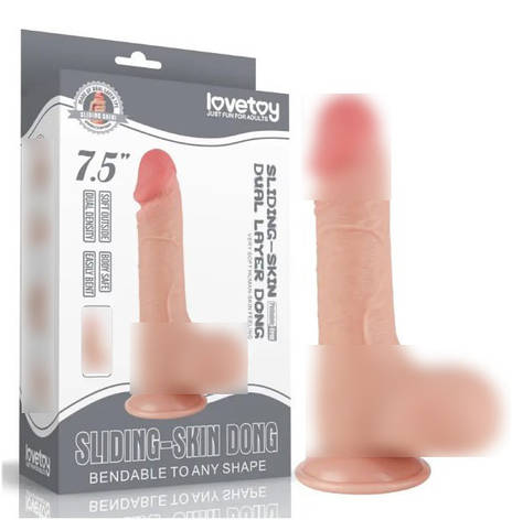Фалоїмітатор зі шкірою на присоску Sliding Skin Dual Layer Dong Flesh 7.5 | Limon, фото 1