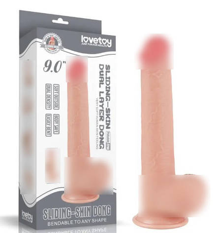 Фалоїмітатор зі шкірою на присоску Sliding Skin Dual Layer Dong Flesh 9.0 | Limon, фото 1