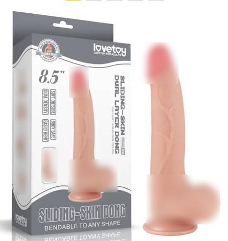 Фалоїмітатор зі шкірою на присоску Sliding Skin Dual Layer Dong Flesh 8.5 | Limon, фото 1
