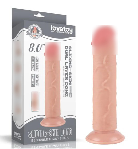 Фалоїмітатор зі шкірою на присоску Sliding Skin Dual Layer Dong Flesh 8.0 | Limon