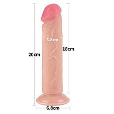 Фалоїмітатор зі шкірою на присоску Sliding Skin Dual Layer Dong Flesh 8.0 | Limon, фото 3