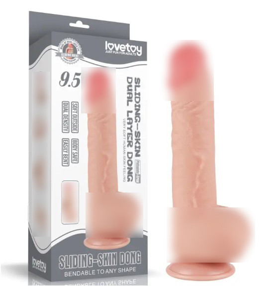 Фалоїмітатор зі шкірою на присоску Sliding Skin Dual Layer Dong Flesh 9.5| Limon