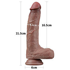 Фалоїмітатор із венами Dual Layered Silicone Cock 8.5 | Limon, фото 3
