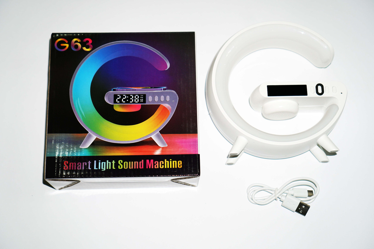 Настольная смарт лампа ночник G63 RGB G-Smart Light с беспроводной зарядкой 10W и Bluetooth колонкой - фото 7 - id-p1992411891