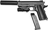 Дитячий пістолет Кольт (Colt 1911 Tactical) Galaxy G25A з глушником та лазерним прицілом, фото 3