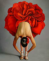Алмазная вышивка. Картина на подрамнике "Балерина-цветок", 40х50см, круглі стразы