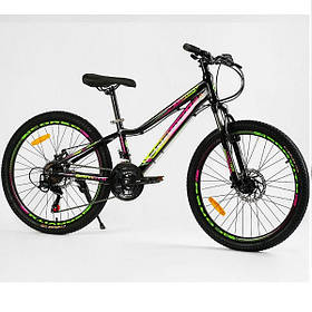 Велосипед Corso «Gravity» 24" GR-24191 чорний рама алюмінієва 12’’, обладнання Shimano