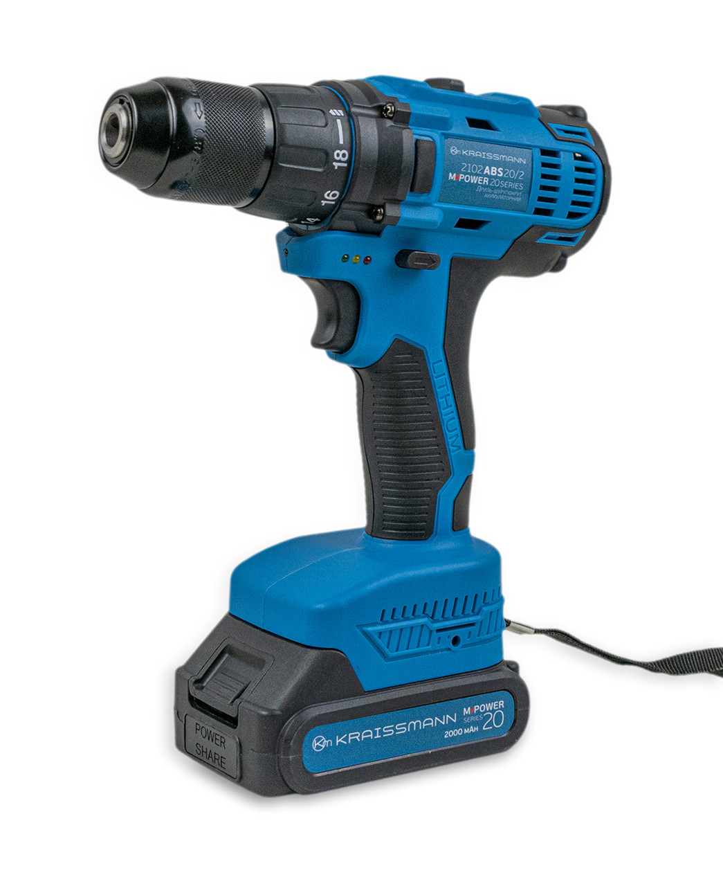 Шуруповерт акумуляторний KRAISSMANN 2102 ABS 20C (без АКБ та ЗП, M-POWER series 20), фото 1