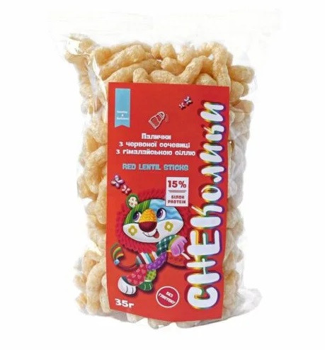 Палички СНЕКолики з червоної сочевиці з гімалайською сіллю, Gluten Free, без глютену 35 г, Healthy Generation