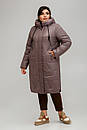 Зимове стьобане пальто великий розмір 50 52 54 56 58 60 Марія какао, фото 2