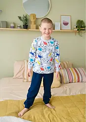 Піжама на хлопчика зріст 98-104 см на три роки з малюнком Діно тканина інтерлок 2113