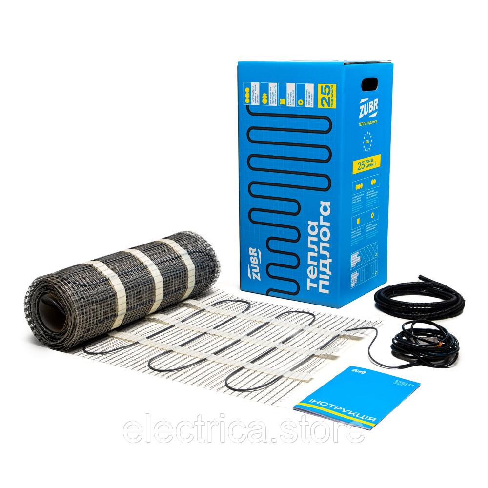 Двожильний нагрівальний мат 12 м.кв., 1920Вт ZUBR DC Mat 1920, фото 1