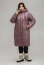 Зимове стьобане коричневе пальто великий розмір 50 52 54 56 58 60 Марія, фото 6