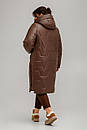 Зимове стьобане коричневе пальто великий розмір 50 52 54 56 58 60 Марія, фото 3