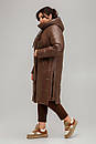Зимове стьобане коричневе пальто великий розмір 50 52 54 56 58 60 Марія, фото 2