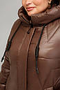 Зимове стьобане коричневе пальто великий розмір 50 52 54 56 58 60 Марія, фото 4