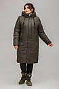 Зимове стьобане пальто великий розмір 50 52 54 56 58 60 Марія хаки, фото 2