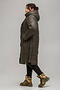 Зимове стьобане пальто великий розмір 50 52 54 56 58 60 Марія хаки, фото 3