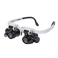 Очки-лупа бинокулярные Magnifier 9892H-1 (8x-62 мм/23x-21 мм) c LED подсветкой для ремонта ( код: 9892H-1 )