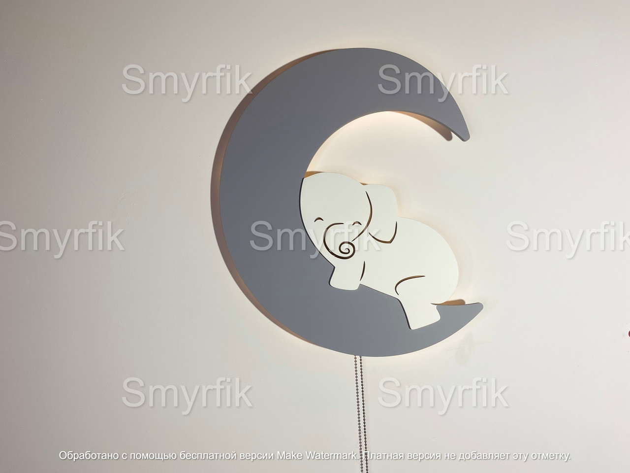 Нічник настінний ручної роботи "Слоник на місяці"