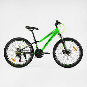 Велосипед Corso «Gravity» 24" GR-24275 зелений рама алюмінієва 12’’, обладнання Shimano