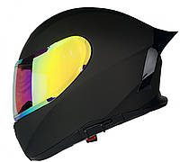 Шлем для мотоцикла GT082 черный мат желтый хамелеон очки под bluetooth S