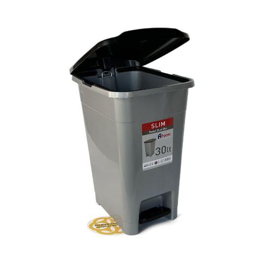 Пластикове відро для сміття з педаллю 30 л, пластик, сірий Afacan Plastik