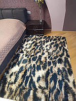 Приліжковий килимок з довгим ворсом в спальню, розмір 140см*200 см коричневого кольору з принтом