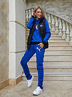Стильний теплий красивий жіночий костюм-трійка Пума: штани + толстовка + жилетка р.46-48. Арт-1208/29