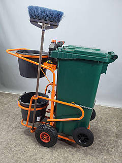 Візок для клінінгу з баком 120л з тримачами для інструментів  сірий/коричневий/чорний Kompred OL691/2.1