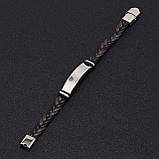 Плетений браслет зі вставкою для гравіювання коричневий, фото 6