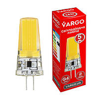 LED лампа VARGO G4, 5W, COB, 6500K, AC 220V, ɸ15×H55mm (V-114871)