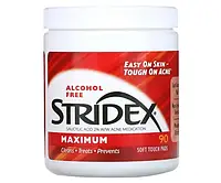 Серветки від вугрів Stridex "Single-Step Acne Control Maximum" з 2% саліциловою кислотою (90 серветок) 90 шт