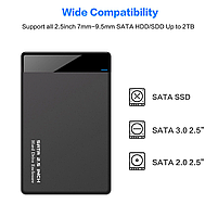 Зовнішня кишеня Deepfox HD25R USB 3.0 SATA для HDD 2.5" чорний, фото 10