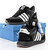 Чоловічі зимові кросівки Adidas Iniki winter mid взуття Адідас Ініки на хутрі чорно-білі замш шкіра зима, фото 4