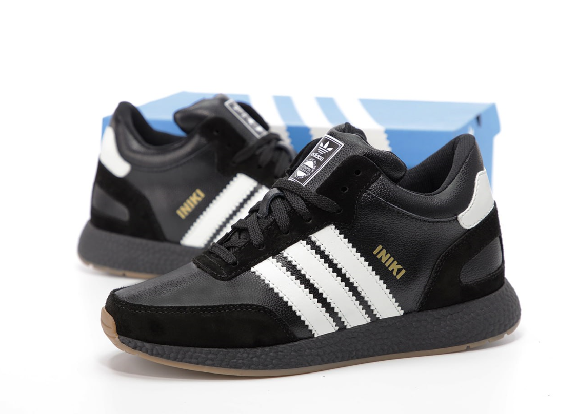 Чоловічі зимові кросівки Adidas Iniki winter mid взуття Адідас Ініки на хутрі чорно-білі замш шкіра зима