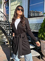 Елегантний жіночий ангоровий кардиган з кишенями і поясом в комплекті з 50 по 60 розмір, фото 7