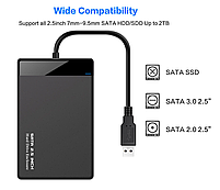 Зовнішня кишеня Deepfox HD25N USB 3.0 SATA для HDD 2.5" чорна, фото 4