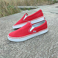 Кеды слипоны Vans Authentic RED МУЖСКИЕ унисекс мокасины КРАСНЫЕ 2023