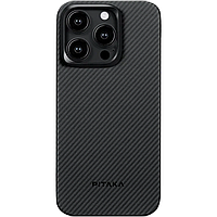 Чехол накладка Pitaka MagEZ Case 4 Twill 600D for iPhone 15 Pro, Black/Grey (KI1501PA)