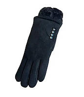 Перчатки женские замшевые сенсорные черные размер 6,5