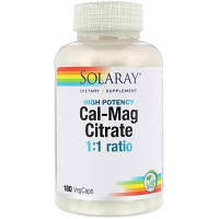 Минералы Solaray Кальций И Магний, Cal-Mag Citrate, High Potency, 180 Капсул (SOR-04525)