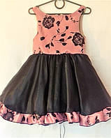 Ошатне плаття фрезовое з широкою чорною спідницею на дівчинку 3 - 4 роки, 98-104 см