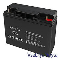 Аккумулятор батарея 12V 18Ah SUNREX SR12-18, 5.18kg, AGM battery, размеры: 181х77х167мм (ИБП