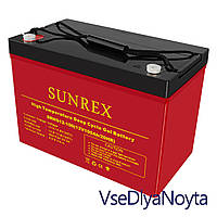 Аккумуляторная батарея SUNREX SRHG12-100, Емкость: 100Ah, 12V, 30.2kg, гелевый, размеры: 307х169х211мм (ИБП