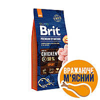 Сухой корм для активных собак всех пород Brit Premium Sport 15 кг (курица)