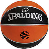 Баскетбольний м'яч Spalding TF-150 EuroLeague чорно-помаранчевый (розмір 5), фото 2