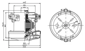 Двигун для пилососів Electrolux ZANUSSI AEG V1J-PT22-L, фото 2